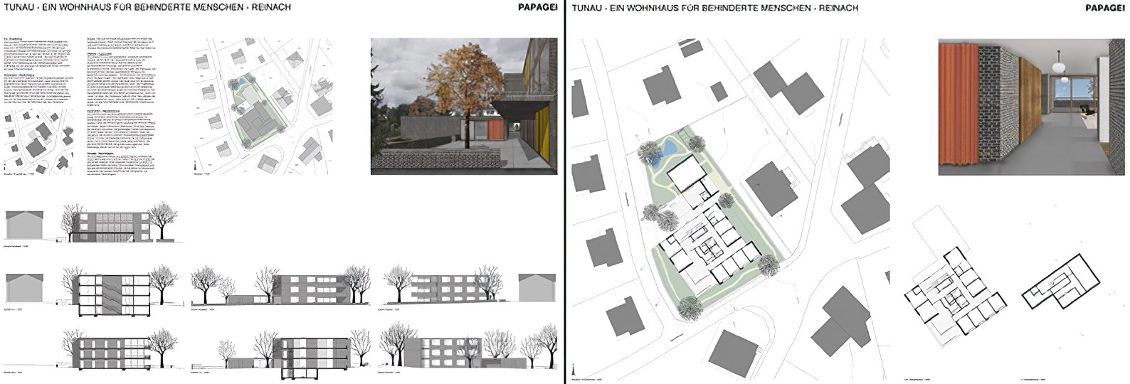 Abbildung Plan Wettbewerb Wohnhaus für behinderte Menschen Reinach